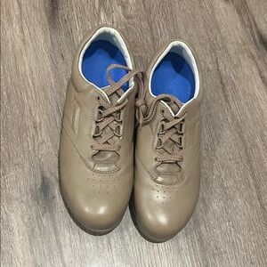Brown Leather Sneakers with Blue Interior